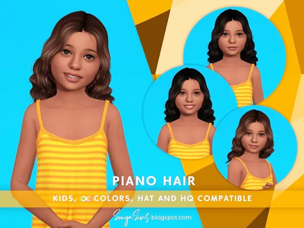 Alpha Piano Hair Kids - The Sims 4 Custom Content