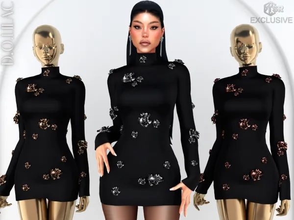 Alpha Embroidered Mini Dress DO0995 - The Sims 4 Custom Content