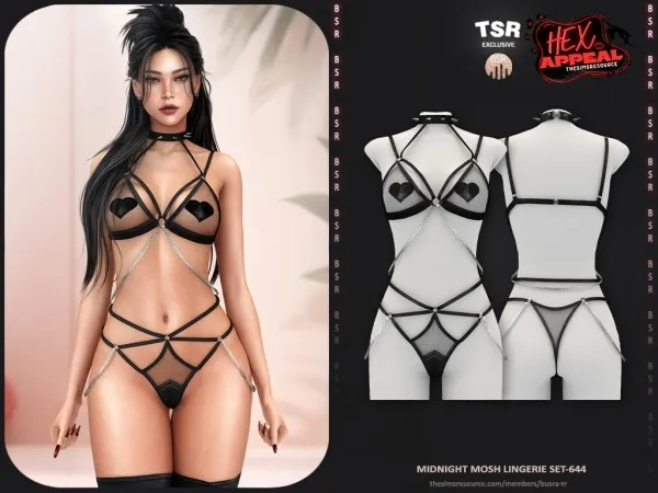 Alpha HEX APPEAL Midnight Mosh Lingerie Set 644 BD1636 - The Sims 4 Custom Content