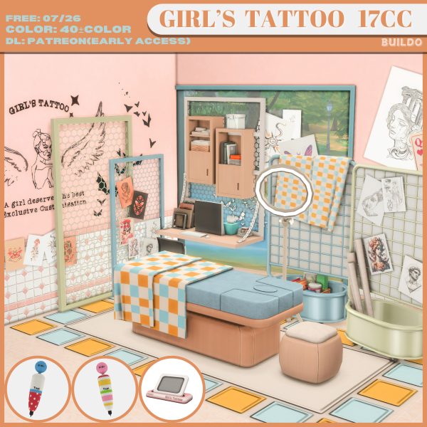 Maxis Match Girls' Tattoo Studio by simsfinds - The Sims 4 Custom Content
