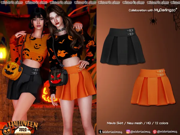 Alpha Halloween 2023 Mavis Skirt by WisteriaSims - The Sims 4 Custom Content
