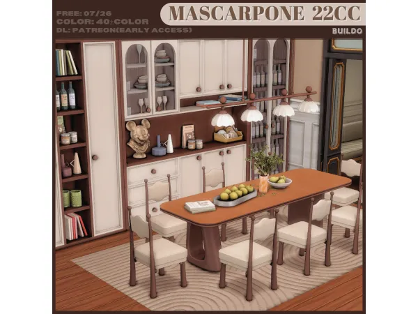 Maxis Match Mascarpone Dining Set _ 22CC by Buildo - The Sims 4 Custom Content