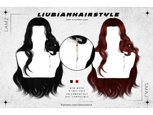 Alpha LAMZ LiuBian Chinese Hairstyle 001M - The Sims 4 Custom Content