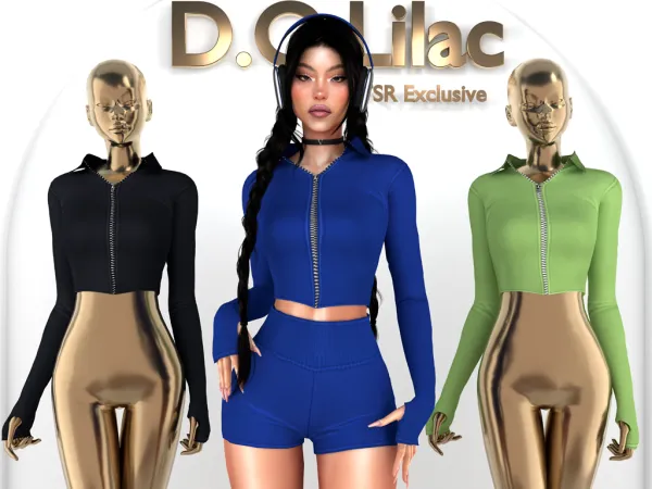Alpha Cropped Zip Up Jacket DO2002 - The Sims 4 Custom Content