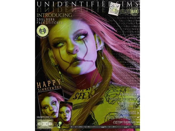 Mix Soul Burn Face Stitches - The Sims 4 Custom Content