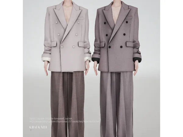 Alpha Saint Laurent Double breasted Jacket by charonlee - The Sims 4 Custom Content