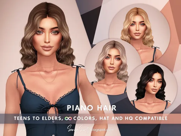 Alpha Piano Hair - The Sims 4 Custom Content