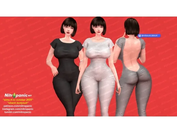 Alpha Nitropanic_Oback Bodysuit - The Sims 4 custom content