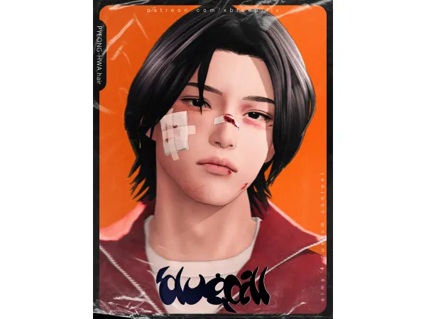 Maxis Match (Bluepill) 251030 PYEONG HWA hair - The Sims 4 Custom Content