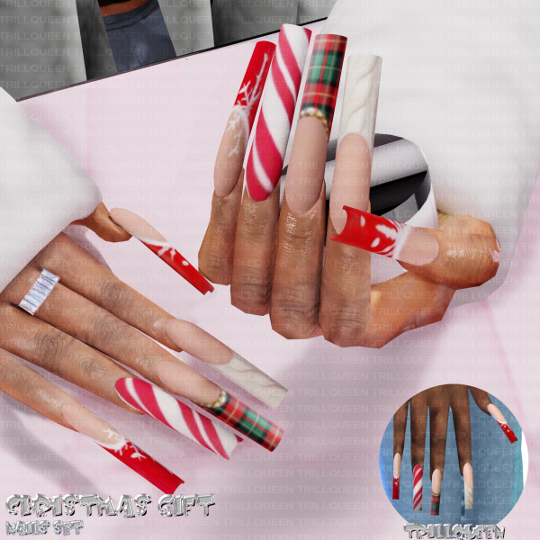 Alpha CHRISTMAS NAILS by simsfinds - The Sims 4 Custom Content