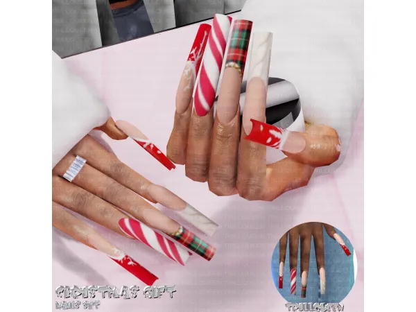 Alpha CHRISTMAS NAILS by trillqueen - The Sims 4 Custom Content