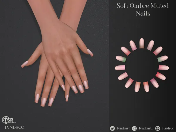 Alpha Soft ombre muted nails - The Sims 4 Custom Content