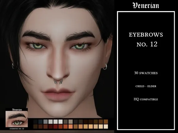 Alpha Eyebrows No 12 by Venerian - The Sims 4 Custom Content