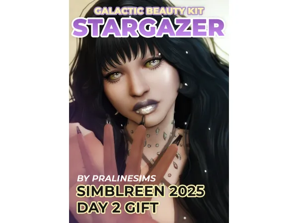 Sims 4 Maxis Match Male Piercings CC: SIMBLREEN 2025 DAY 2 GIFT | STARGAZER Galactic Beauty Kit by pralinesims