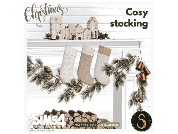 Alpha Sims4Luxury Christmas Cosy stocking - The Sims 4 Custom Content