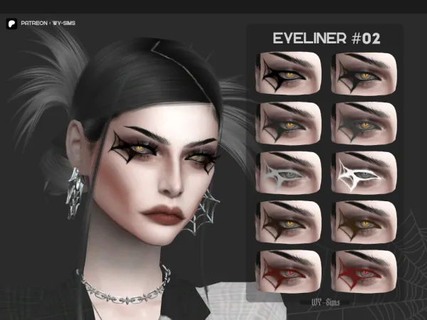 Mix Eyeliner 02 Spider Liner by WY_Sims - The Sims 4 Custom Content