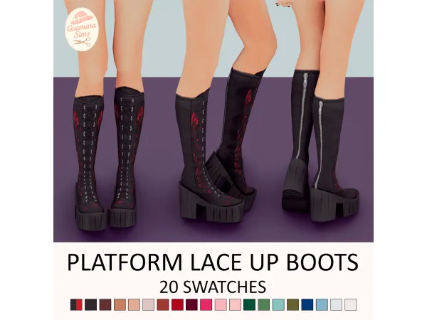 Maxis Match Platform Lace Up Boots by Guemara - The Sims 4 Custom Content