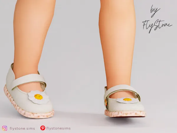 Maxis Match Toddler Canvas Flats With Smiling Chamomile by FlyStone - The Sims 4 Custom Content