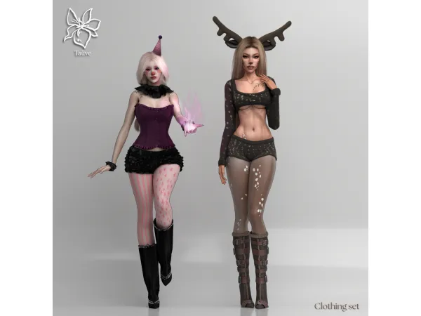 Alpha CIRCUS A HALLOWEEN COLLECTION CLOTHING SET by tauve - The Sims 4 Custom Content