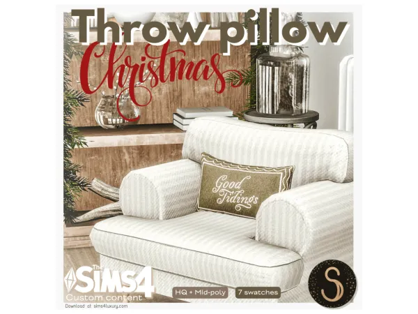 Alpha Sims4Luxury Christmas Throw pillow - The Sims 4 Custom Content