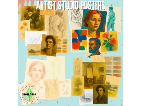 Alpha Artist Studio Posters by Snotra902 - The Sims 4 Custom Content