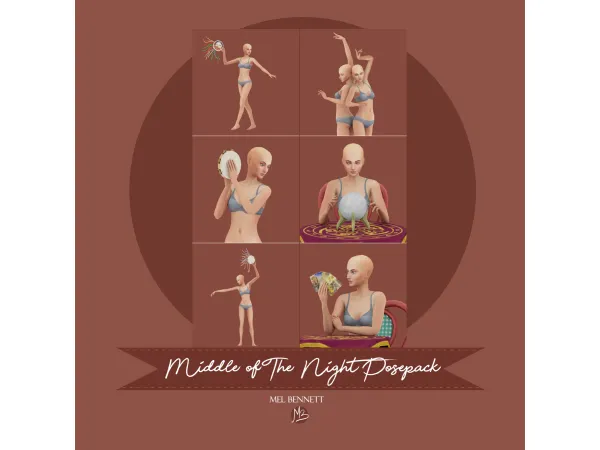 Mix Middle of The Night Acc and Posepack - The Sims 4 Custom Content