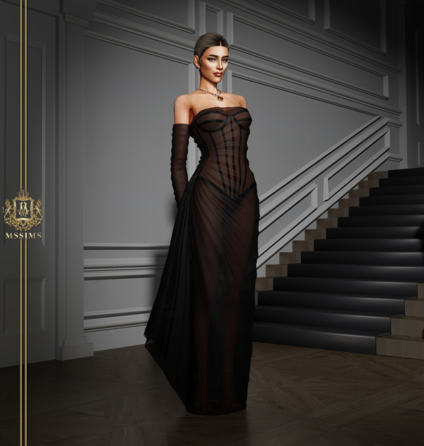Alpha SHADOWN GOWN by simsfinds - The Sims 4 Custom Content