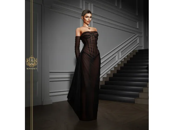 Alpha SHADOWN GOWN by Mssims4 - The Sims 4 Custom Content