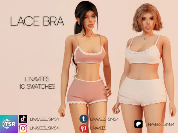 Alpha LYRA LACE BRA by linavees - The Sims 4 Custom Content