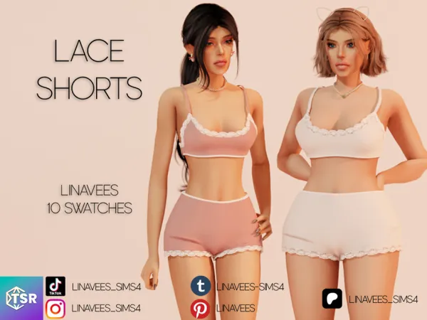 Alpha LYRA LACE SHORTS by linavees - The Sims 4 Custom Content