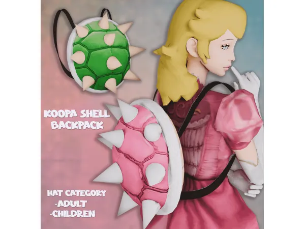 Alpha Koopa shell backpack - The Sims 4 Custom Content