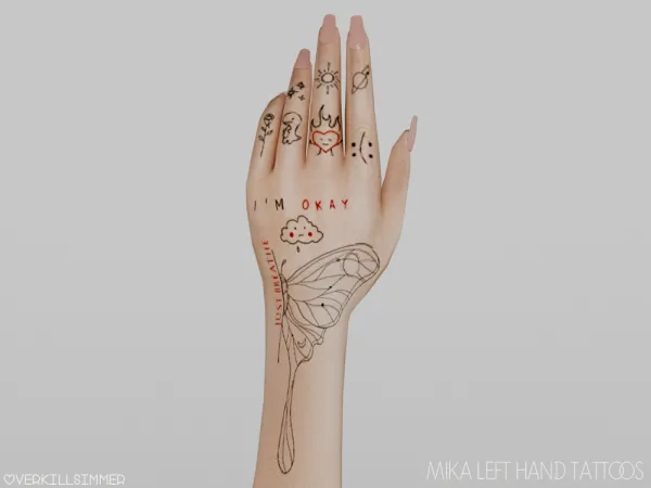 Mix Mika left hand tattoos - The Sims 4 Custom Content