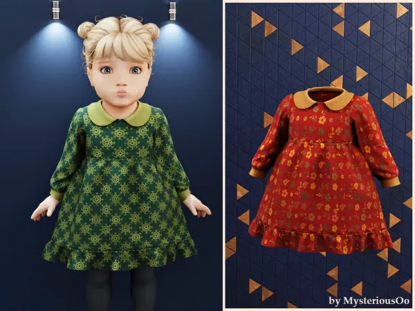 Alpha Infant Autumn petal dress by MysteriousOo - The Sims 4 Custom Content