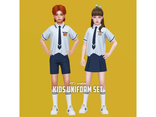 Alpha [KK] Kids uniform set - The Sims 4 Custom Content