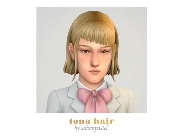 Maxis Match daylifesims' Tona Hair (Kids Conversion) by adrienpastel - The Sims 4 Custom Content