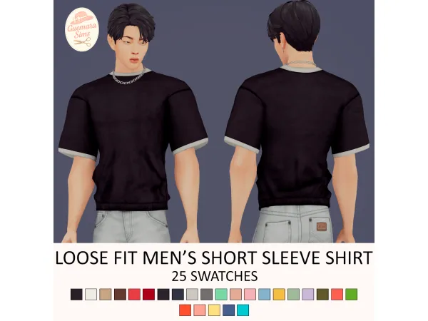 Maxis Match Loose Fit Men's Short Sleeve Shirt (Male) by Guemara - The Sims 4 Custom Content