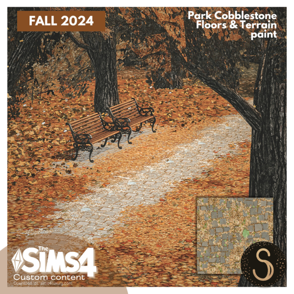 Alpha Sims4Luxury Fall 2024 Park Cobblestone Terrain paint by simsfinds - The Sims 4 Custom Content