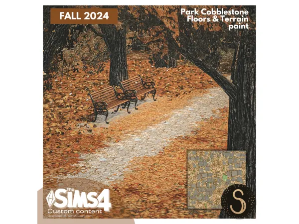 Alpha Sims4Luxury Fall 2024 Park Cobblestone Terrain paint - The Sims 4 Custom Content