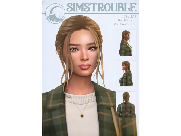 Maxis Match Lillias Hairstyle (4 Bangs Variations) by simstrouble - The Sims 4 Custom Content