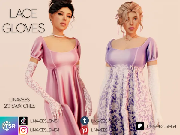 Alpha RYLIE LACE GLOVES by linavees - The Sims 4 Custom Content