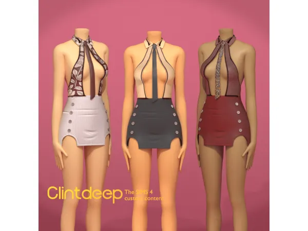 Mix Clintdeep Claire Uniform Set - The Sims 4 Custom Content