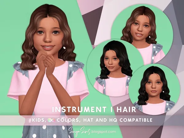 Alpha Instrument Hair Kids Left - The Sims 4 Custom Content