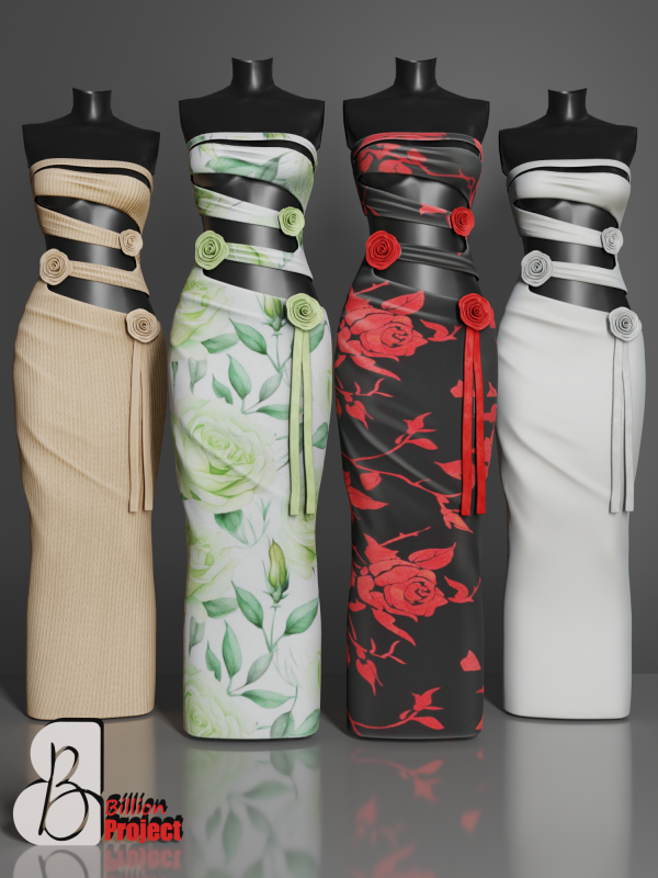 Alpha BillionProject Srevie Long Dress by billion_project666 - The Sims 4 Custom Content
