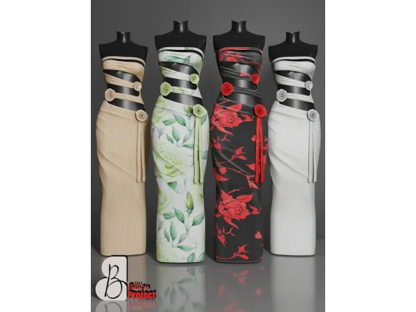 Alpha BillionProject Srevie Long Dress - The Sims 4 Custom Content