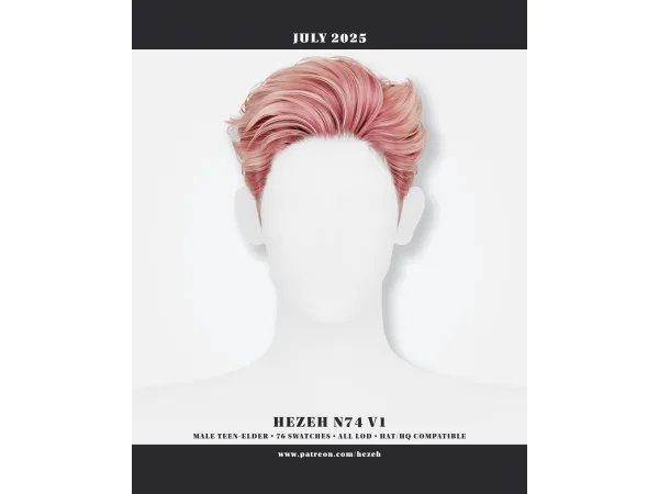 Alpha [Hezeh]Hair_No74 V1 - The Sims 4 Custom Content