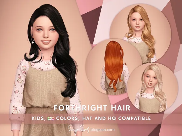 Alpha Forthright Hair Kids - The Sims 4 Custom Content