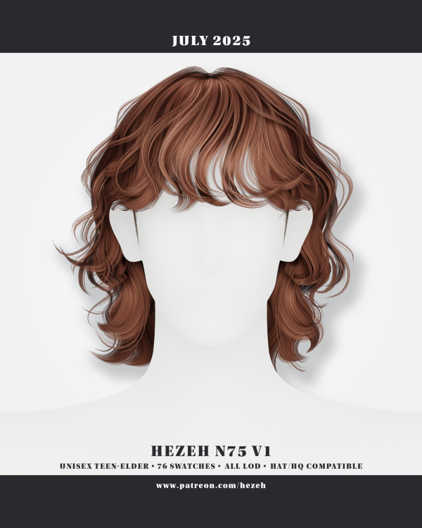 Alpha [Hezeh]Hair_No75 V1 by hezeh - The Sims 4 Custom Content