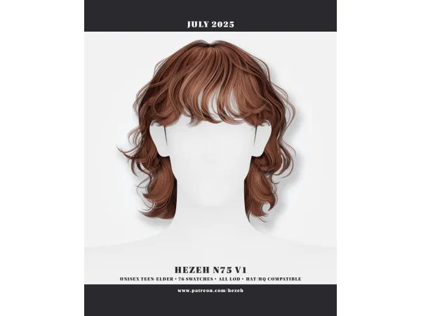 Alpha [Hezeh]Hair_No75 V1 - The Sims 4 Custom Content