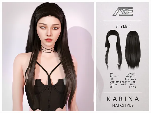 Alpha Karina Style 1 (Hairstyle) by ade - The Sims 4 Custom Content
