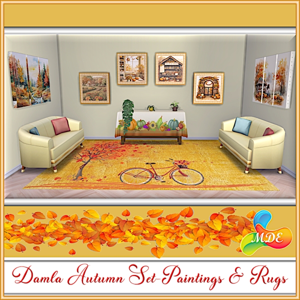 Mix Damla Autumn Set Paintings Rugs by mde - The Sims 4 Custom Content